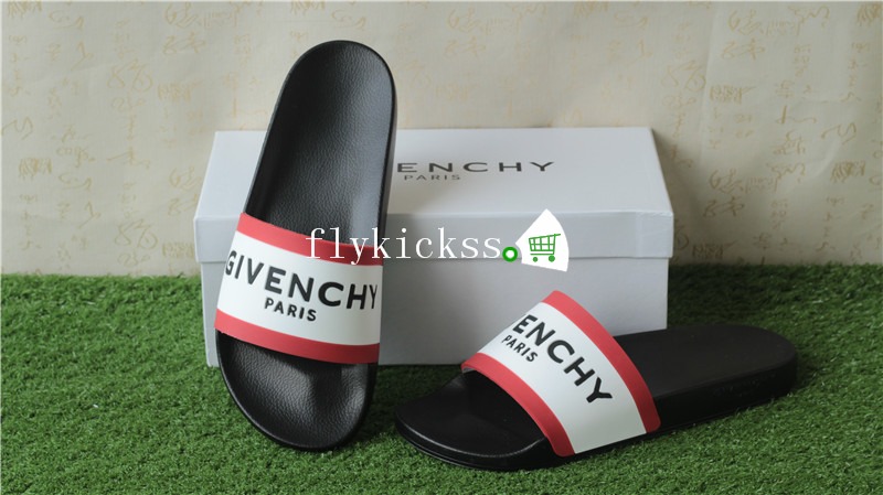 Givenchy Logo Rubber Slides White Red